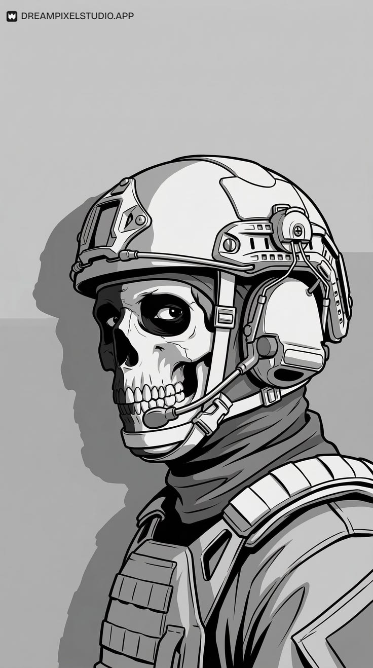 Black and white military street style skull warrior phone wallpaper