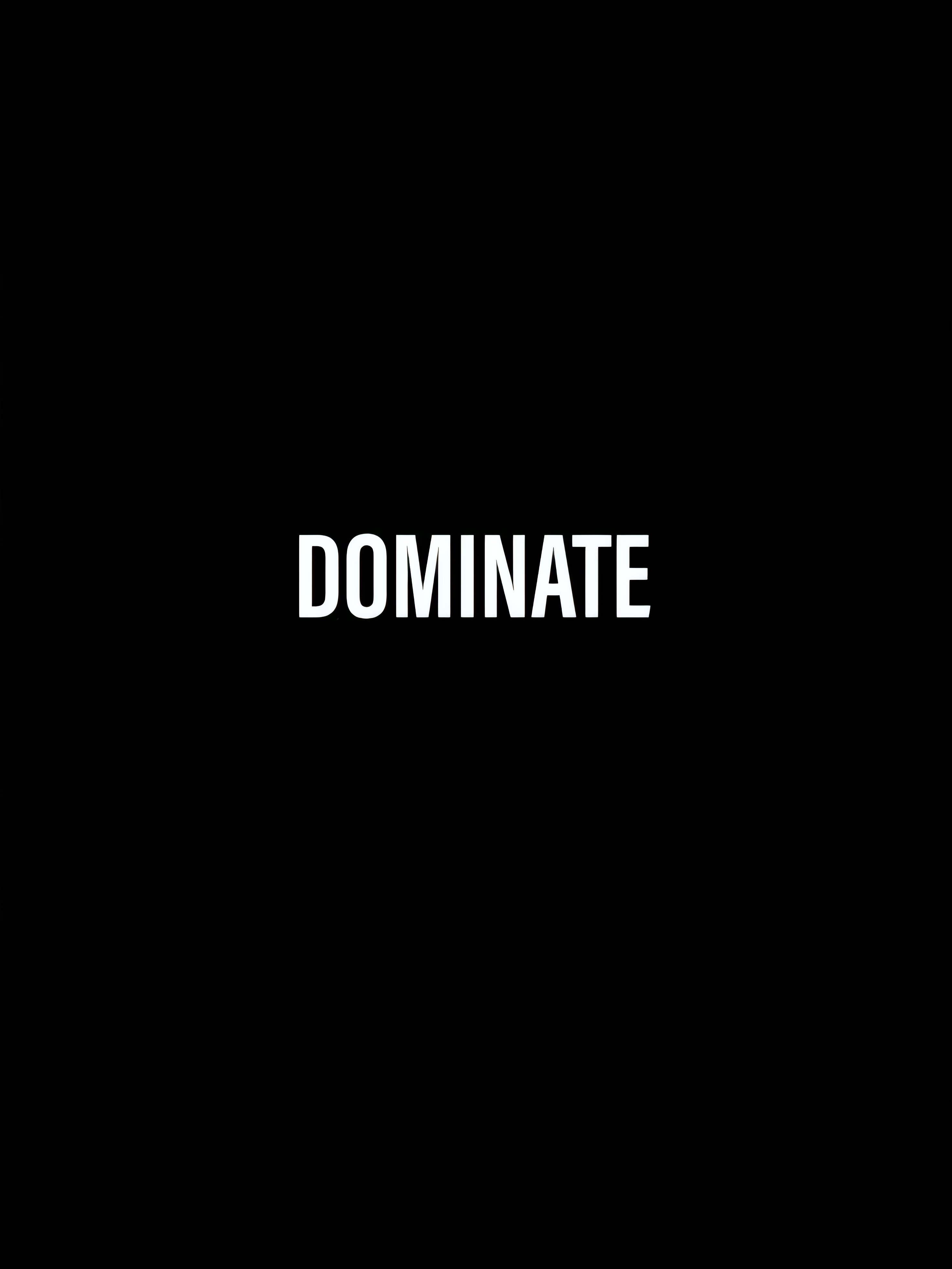 一個以白色無襯線大寫字母DOMINATE為中心的大膽排版設計