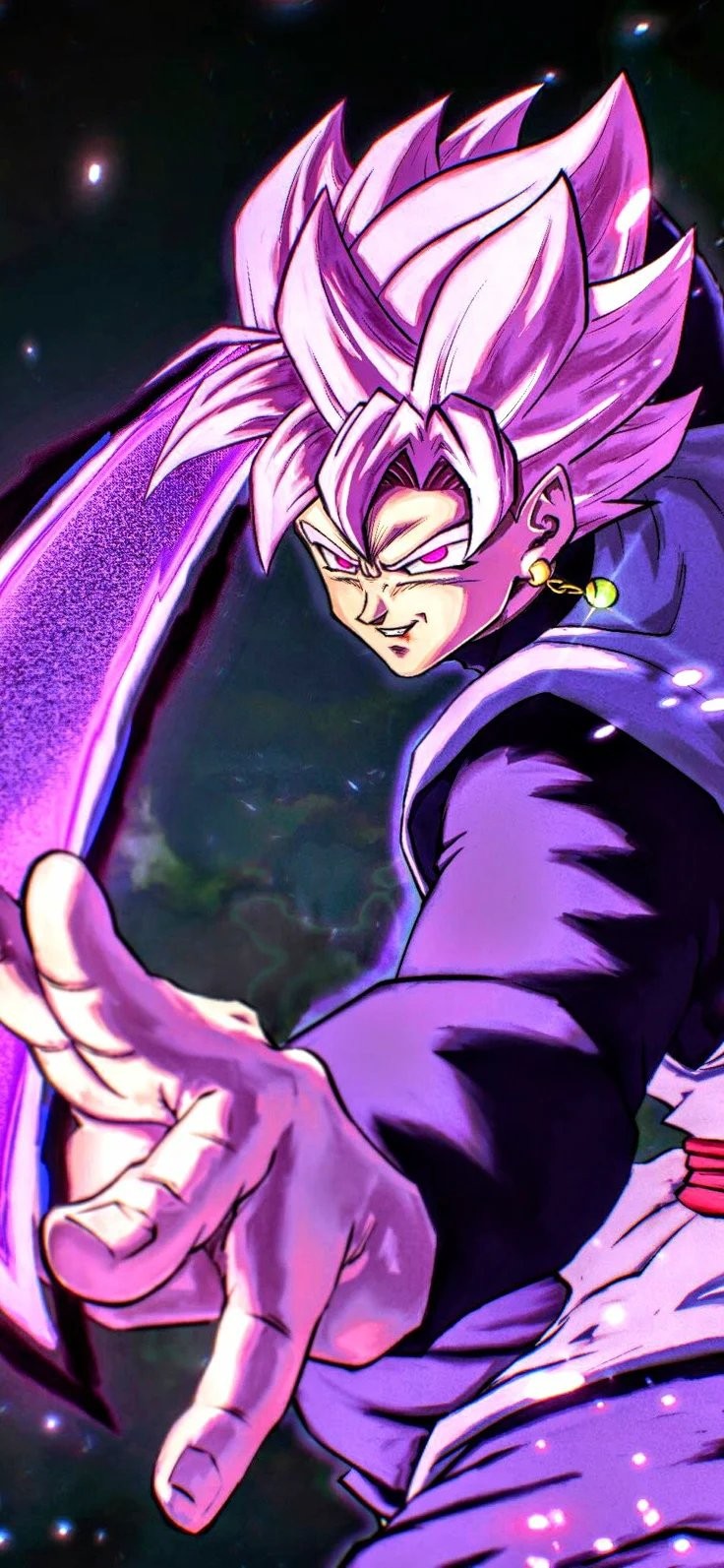 Goku Black在暗黑宇宙背景中展现强大气场