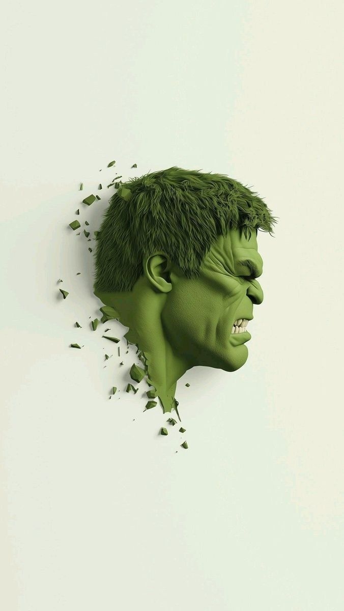 Fondo de pantalla minimalista con la cara rota de Hulk