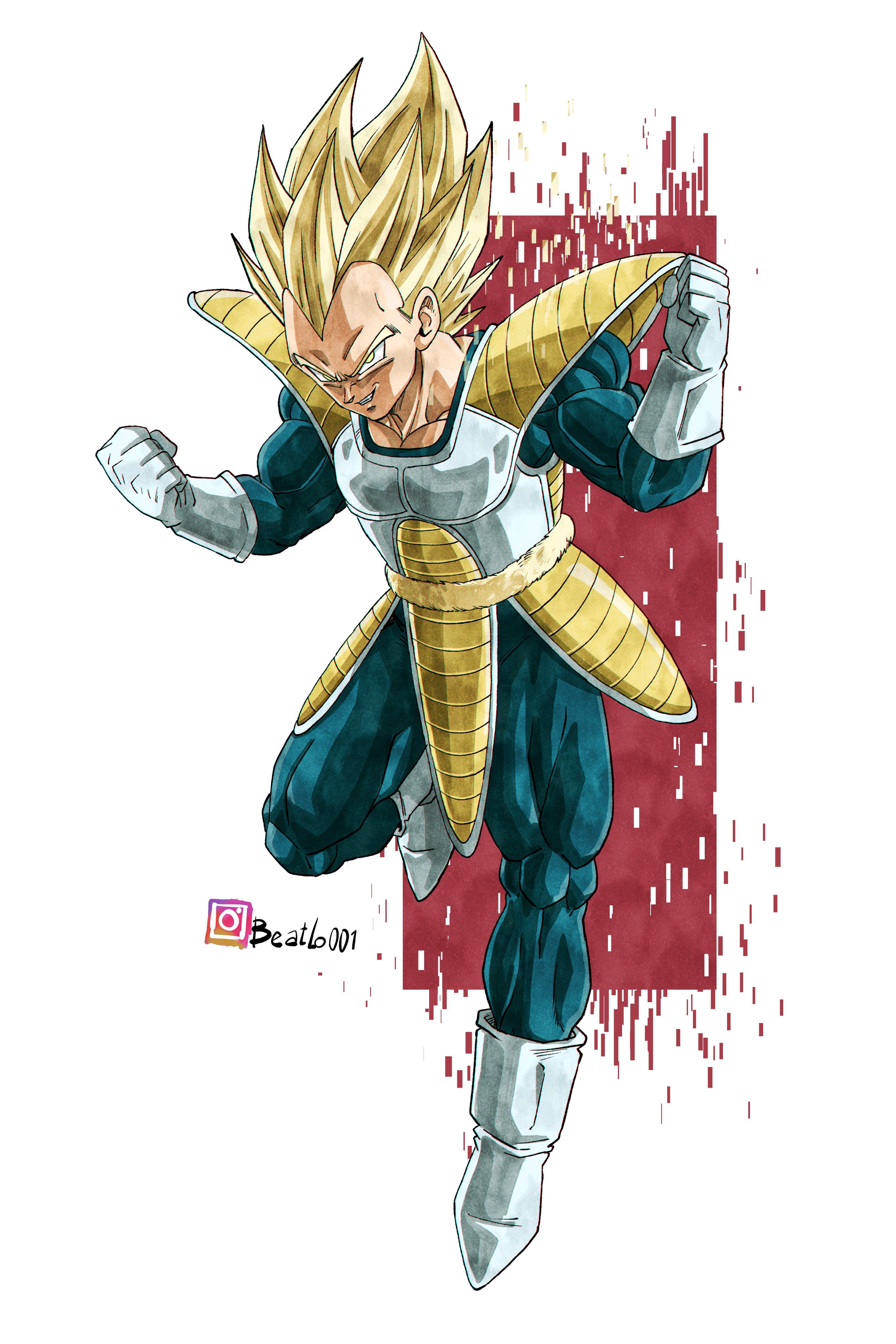 Dies ist ein HD-Hintergrundbild von Super Saiyajin Vegeta in Kampfhaltung
