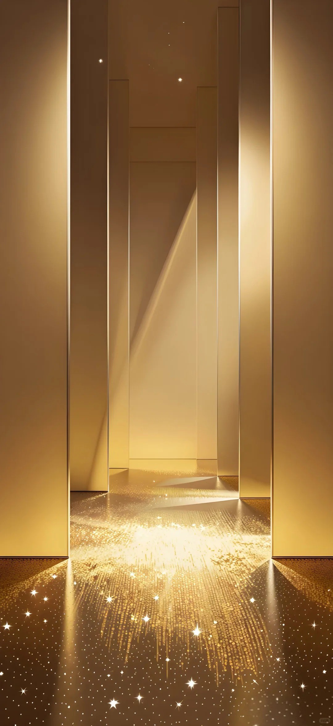 The golden hall star wallpaper showcases a dreamy luxurious scene