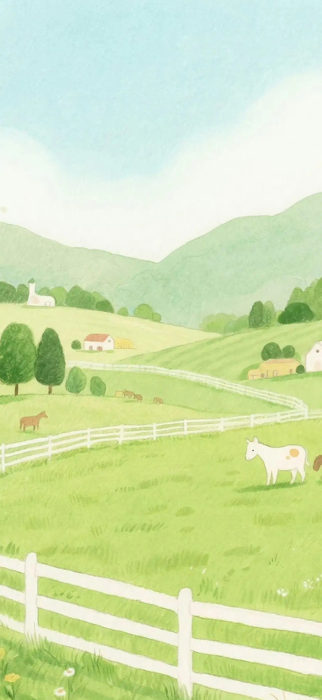 Handy Wallpaper mit Aquarell-Landschaft