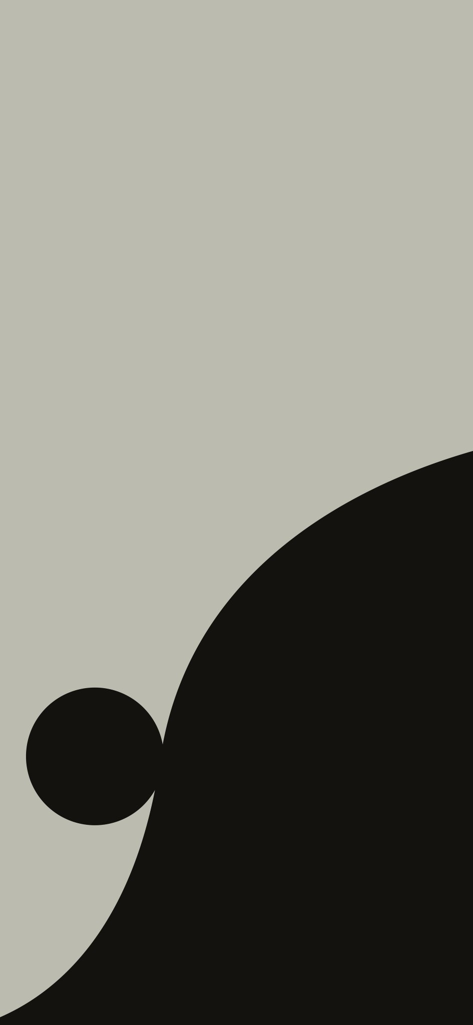 Dieser minimalistische abstrakte Hintergrund zeigt eine Balance der Schönheit mit grauem Hintergrund und schwarzen runden Elementen
