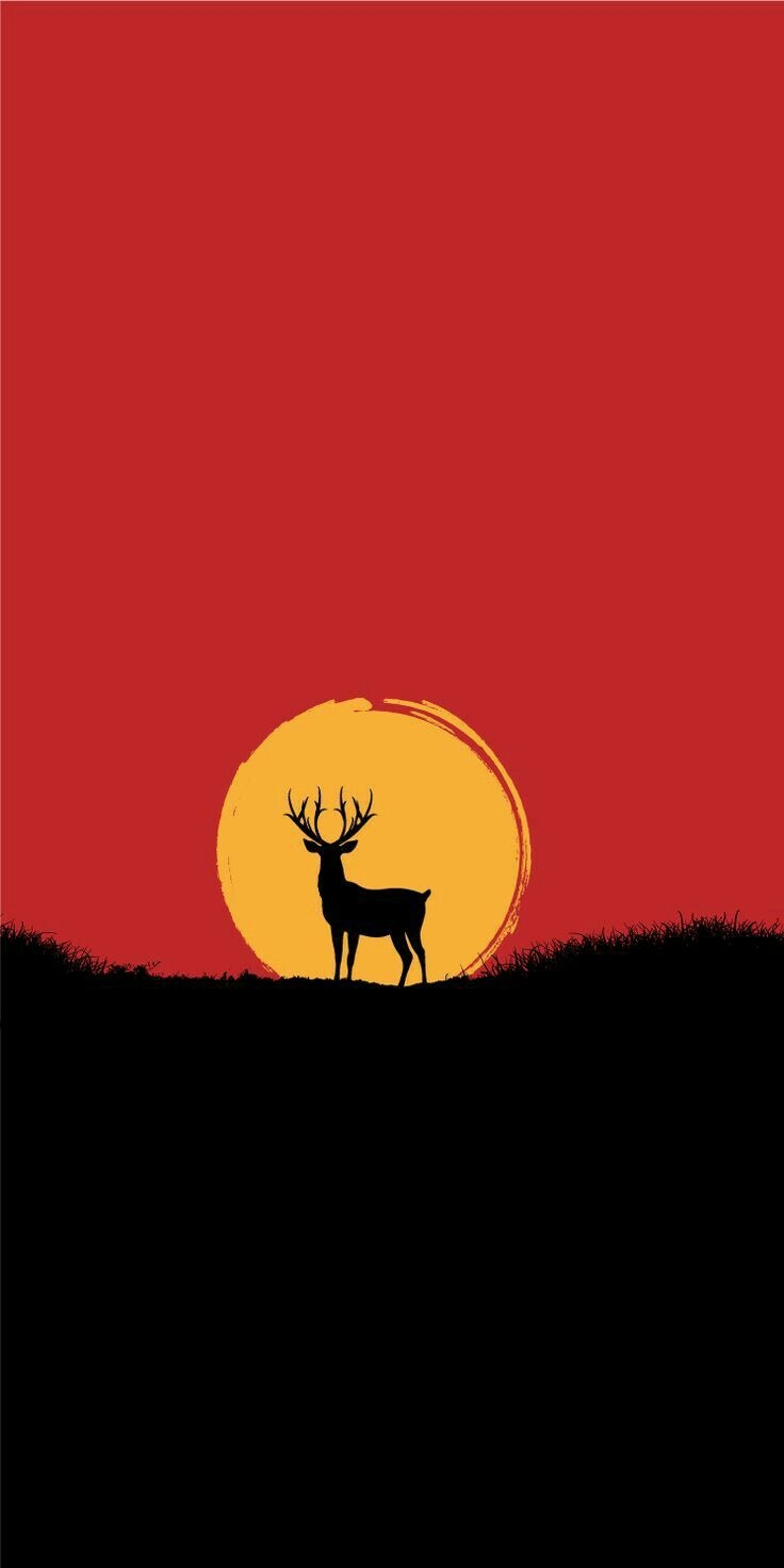 Sunset silhouette wallpaper of a deer