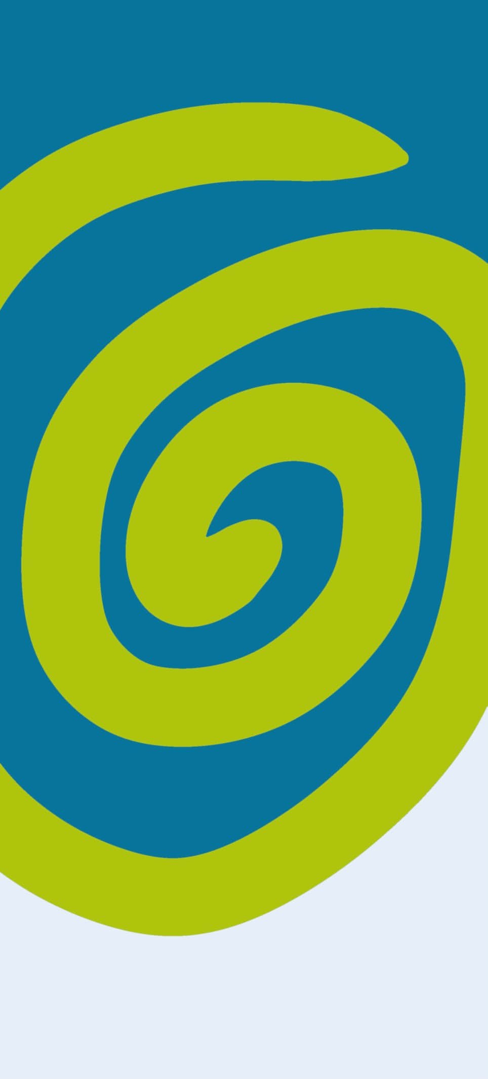 Abstract spiral wallpaper with blue-green and lime yellow colors