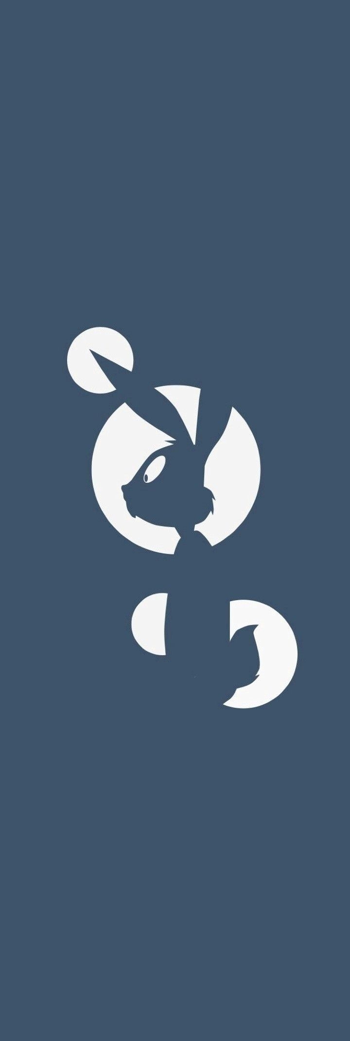 An abstract white shape forms the side profile of Pokemon Eevee