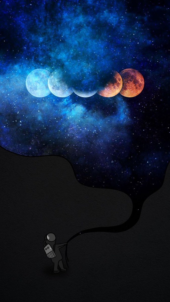 This artwork combines cosmic surrealism with minimalist illustration to depict a dreamlike narrative of creation