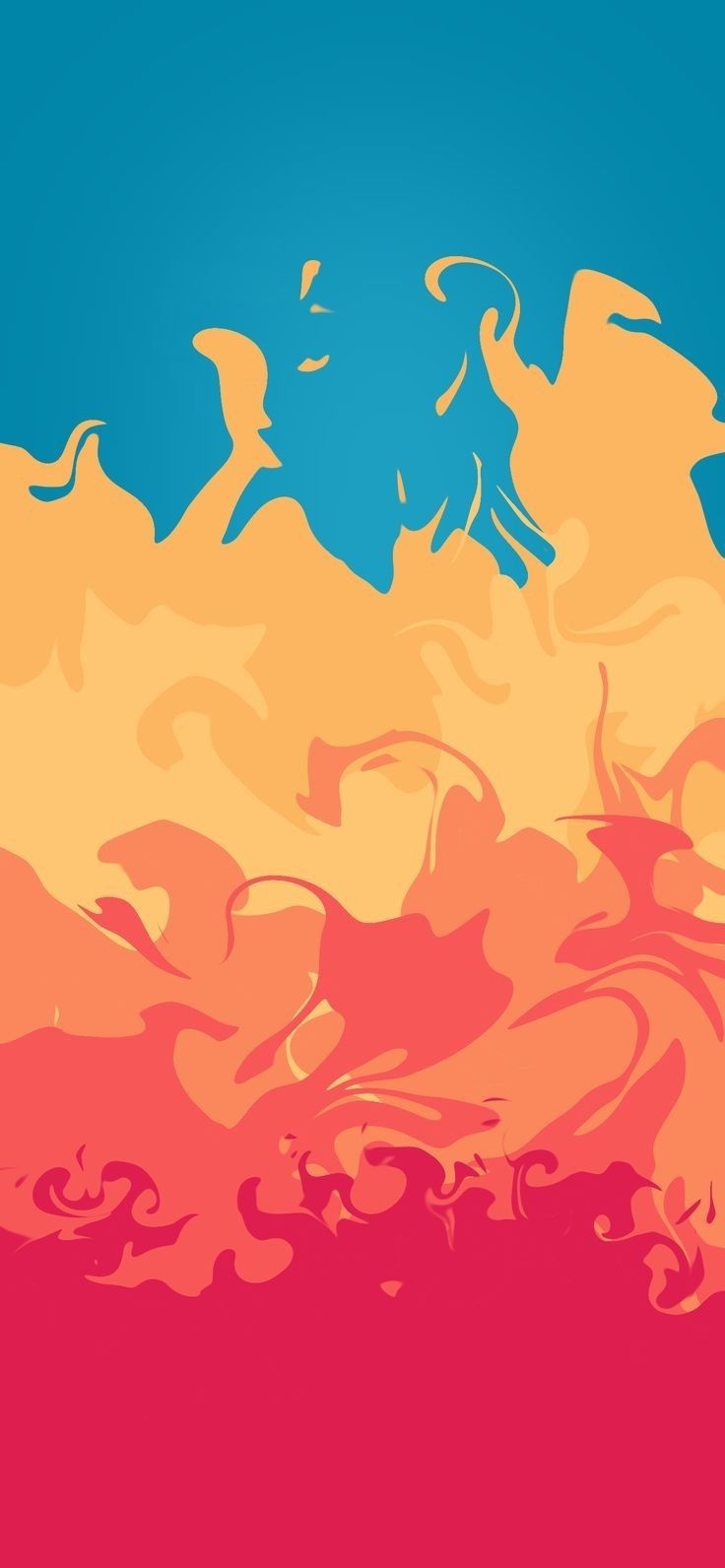 Le fond d'écran abstrait de flammes en dégradé bleu-orange-rose est plein de vitalité et de tension artistique