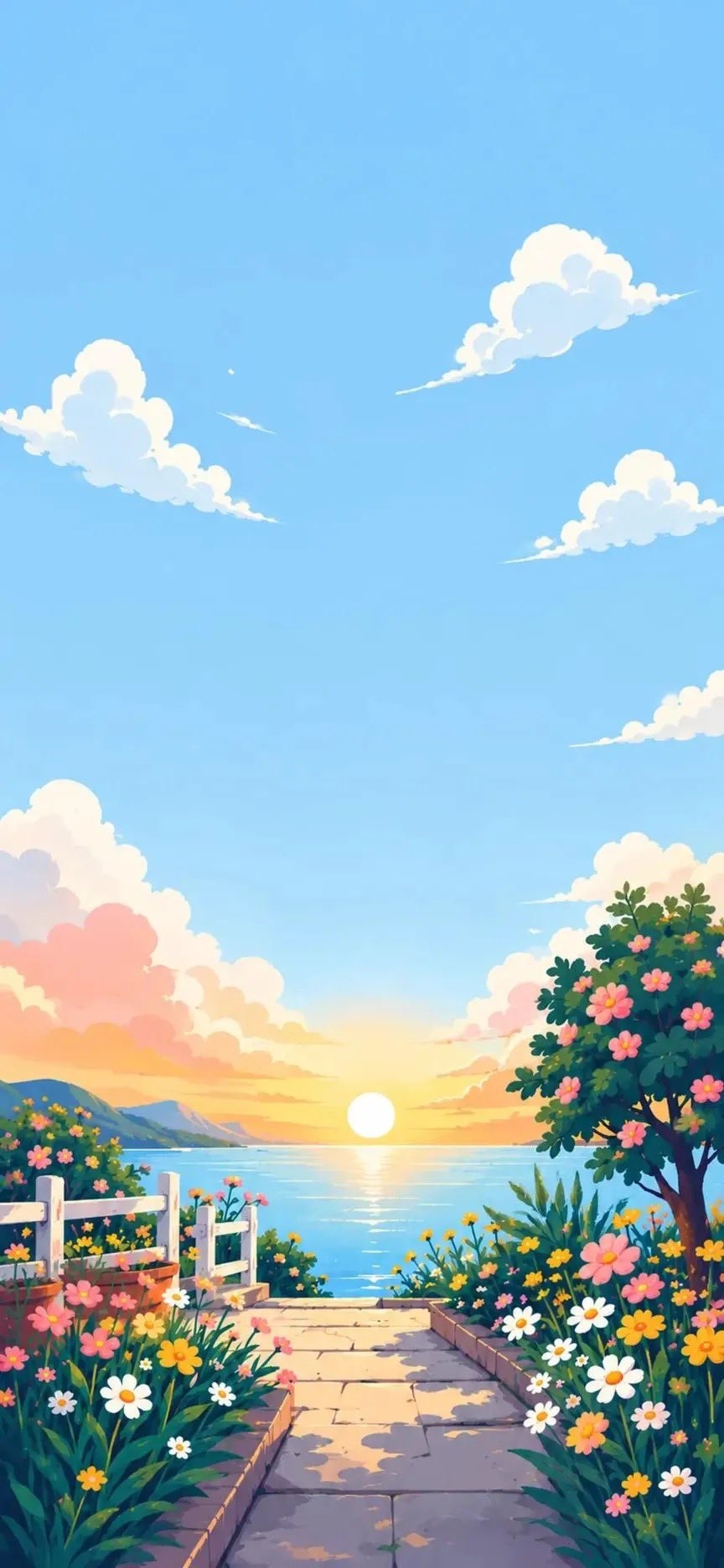 Healing anime sunset wallpaper