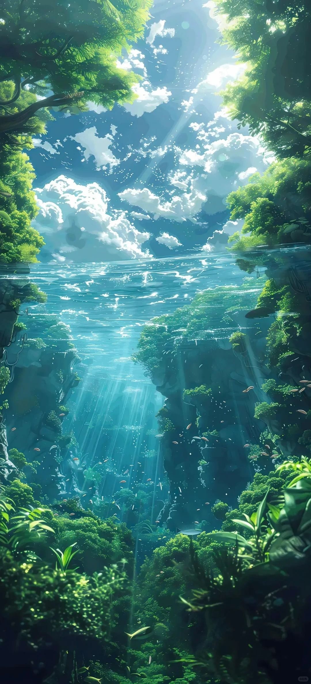 Recommandation d'un fond d'écran de forêt sous-marine surréaliste