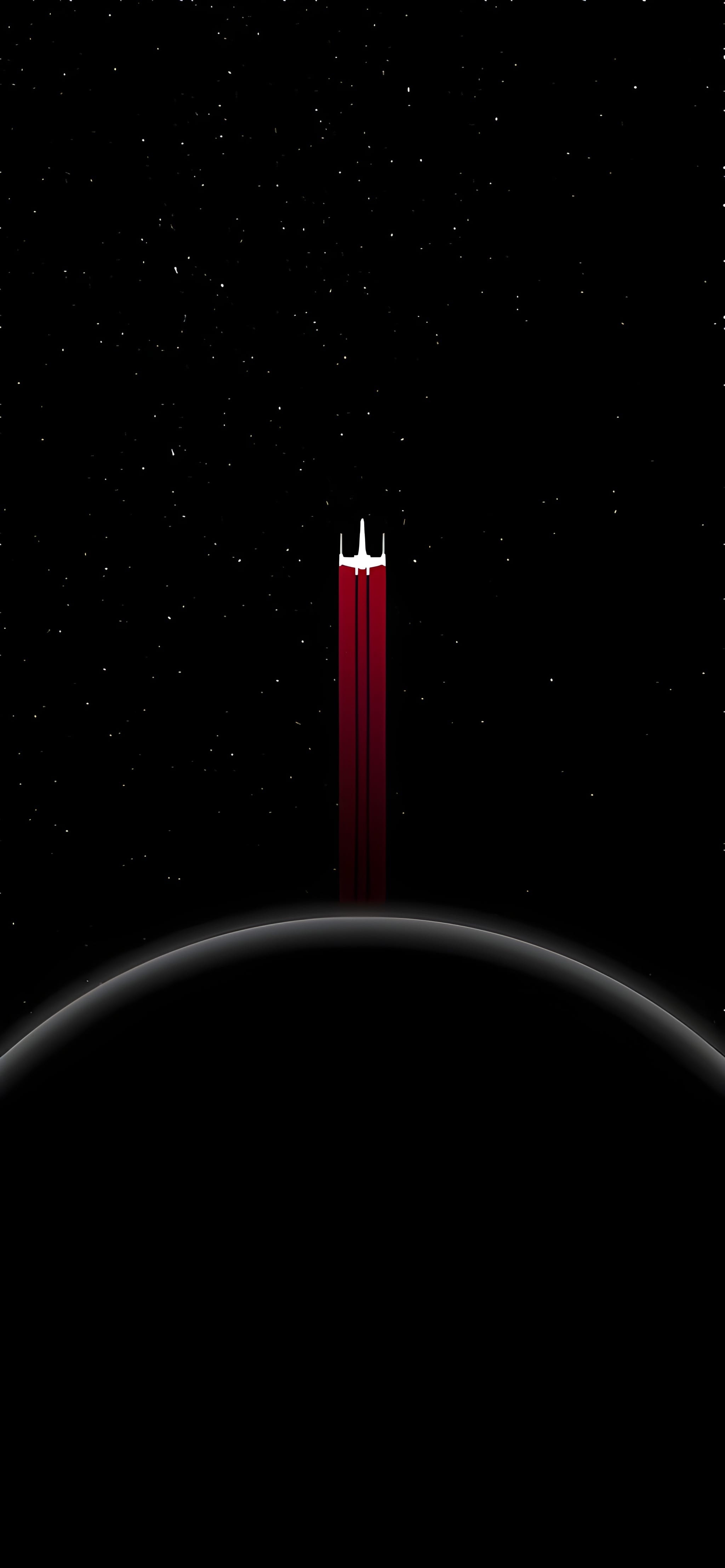 Minimalist sci-fi style starship wallpaper