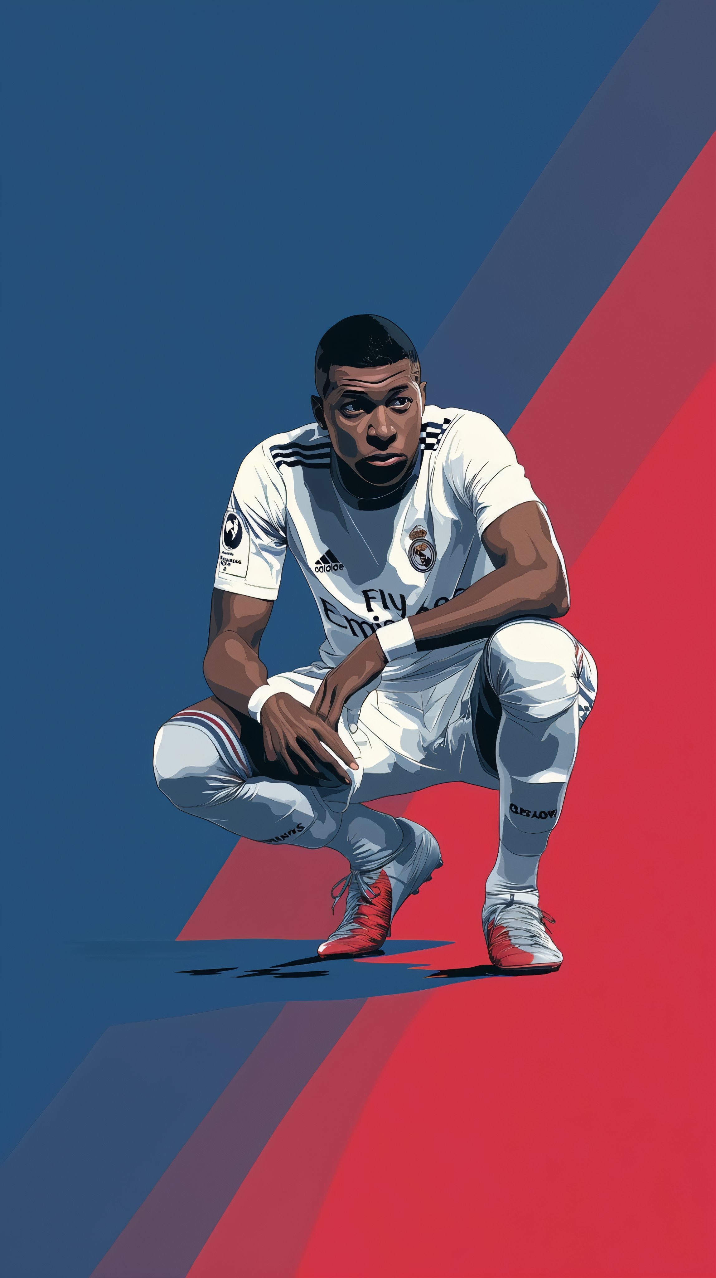 Kylian Mbappé posa con confianza en el uniforme blanco del Real Madrid