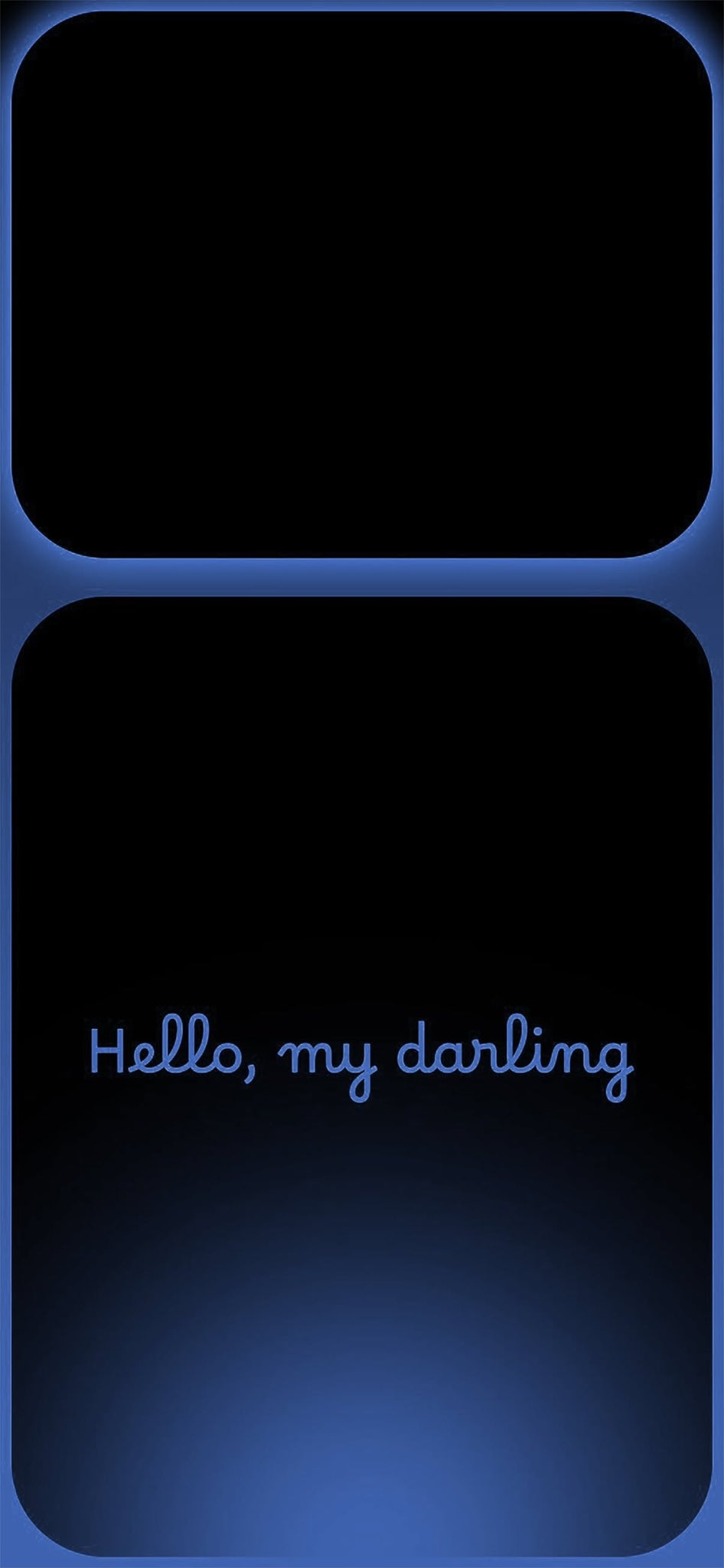 Deep black rounded rectangle with blue gradient phone wallpaper