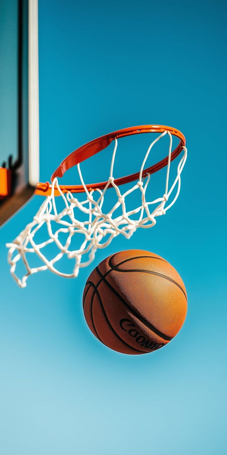 Papel de parede com uma bola de basquete laranja em moldura perfeita