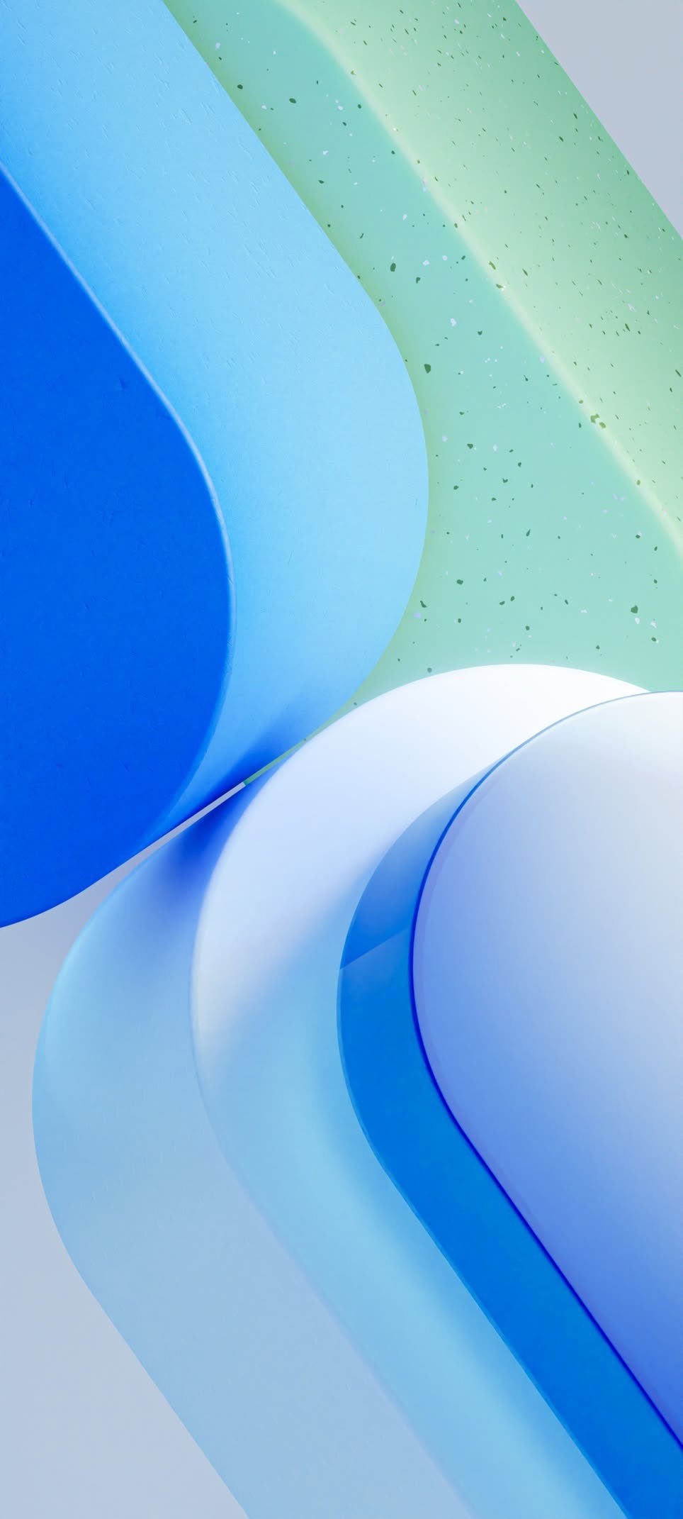 Abstract digital artwork features smooth flowing ribbons of gradient color layered against a gray backdrop