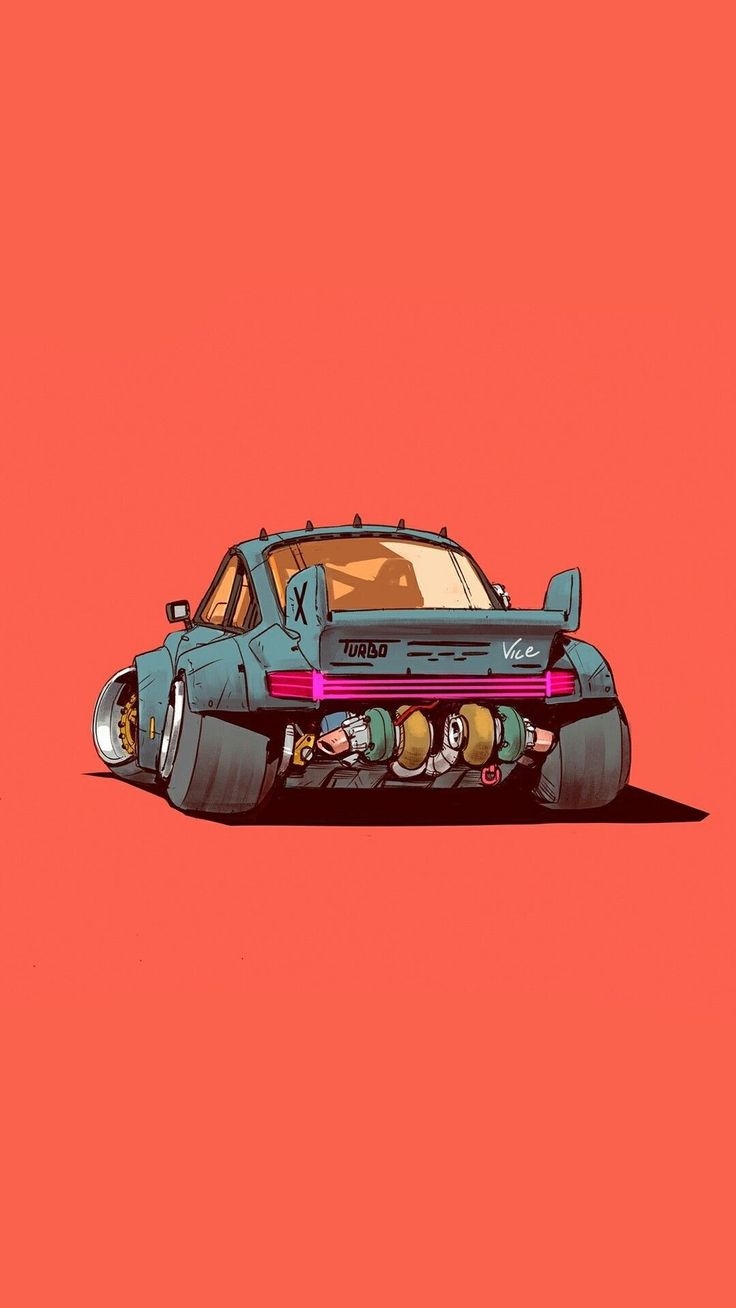 Cyberpunk style low-slung wide-body sports car wallpaper