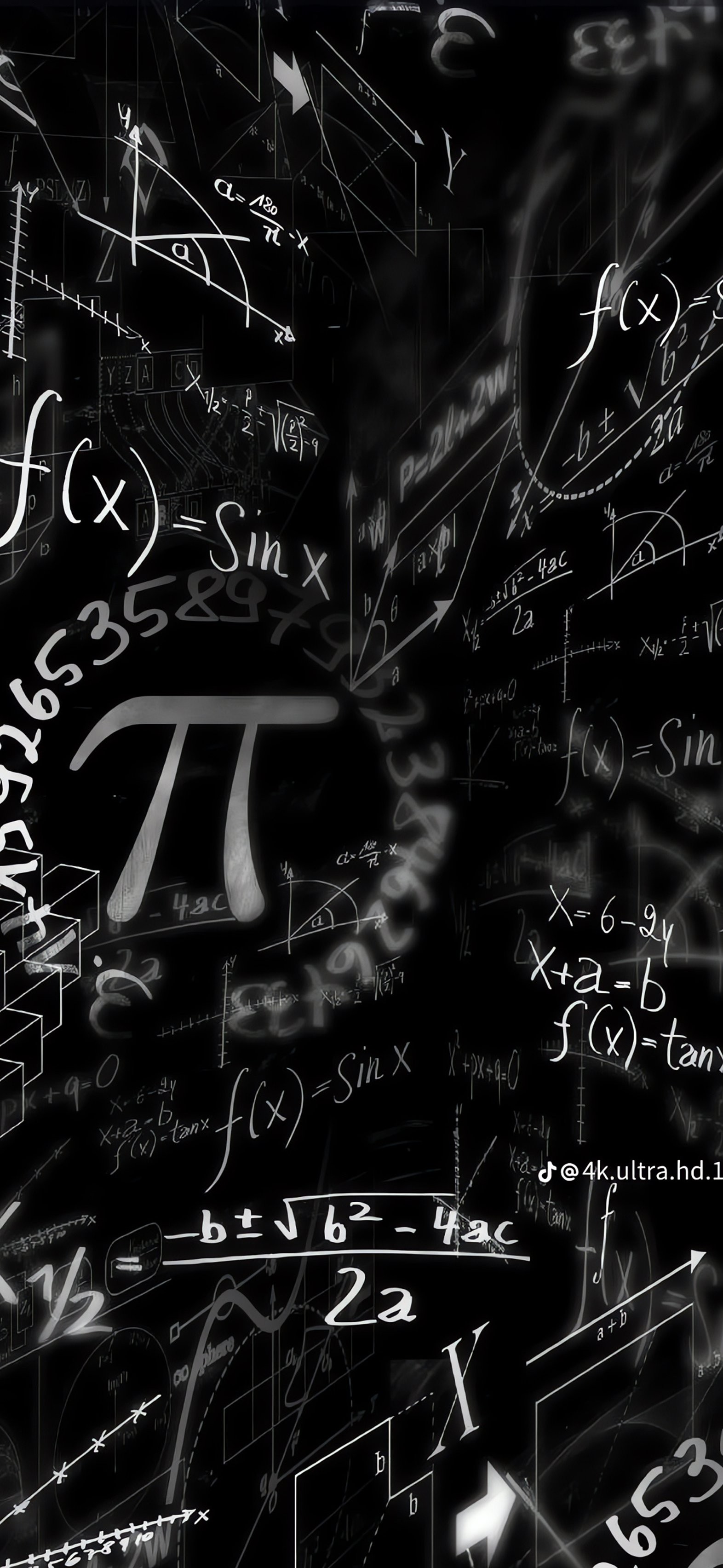High contrast black and white math formula art wallpaper for science students
