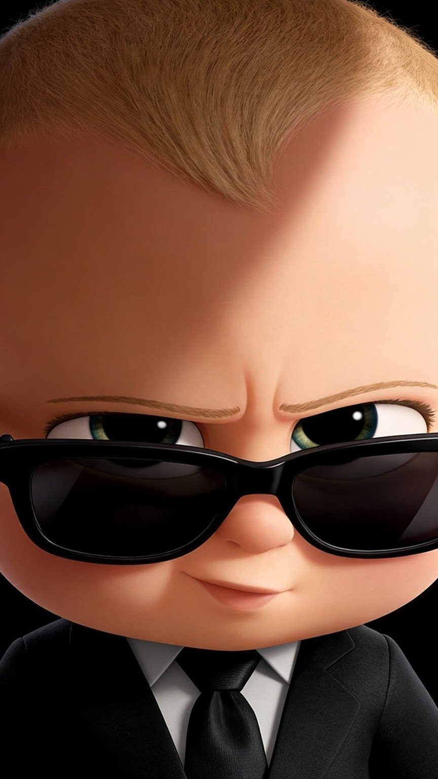 Baby Boss in sunglasses with a cool black suit phone wallpaper