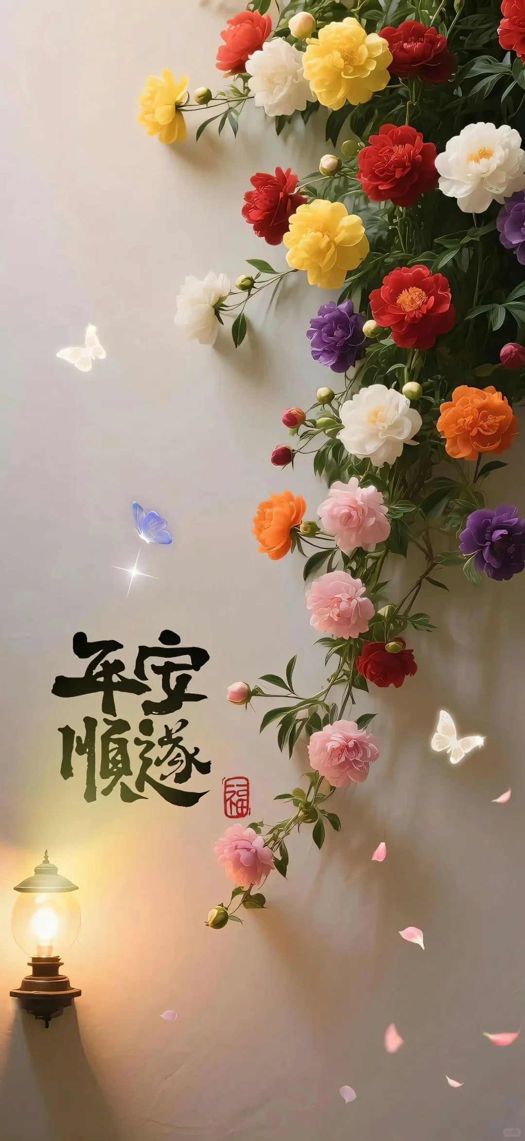 Floral wallpaper signifies good wishes and fortune