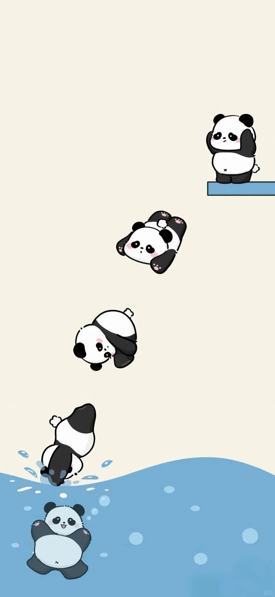 A cute panda diving team wallpaper