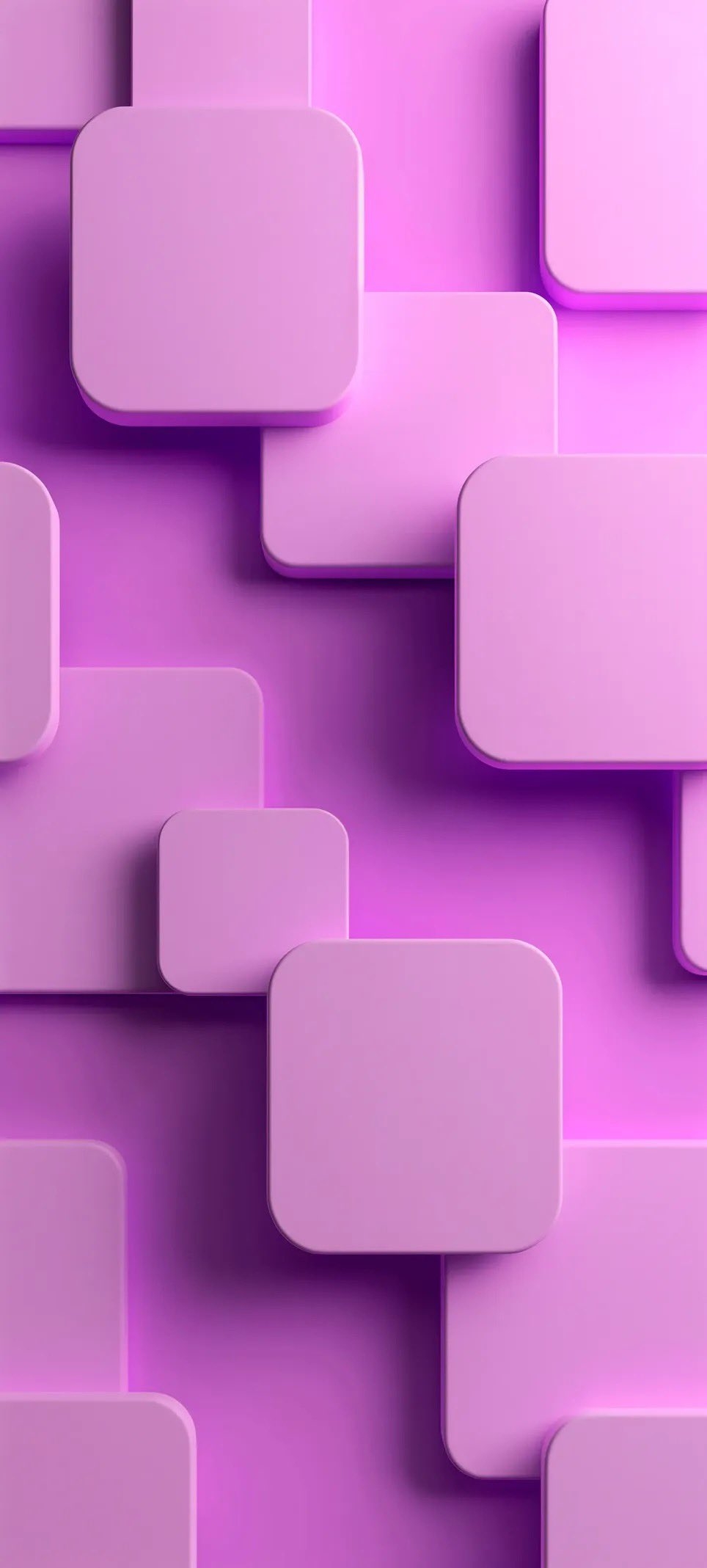 A dynamic 3D composition showcasing overlapping rounded rectangles in soft purple tones