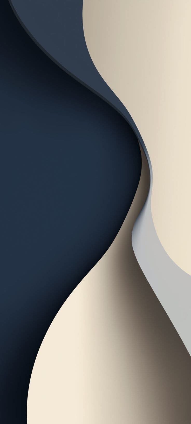 This is an abstract artwork with deep navy blue and warm cream-white intertwining to create a sense of fluid motion