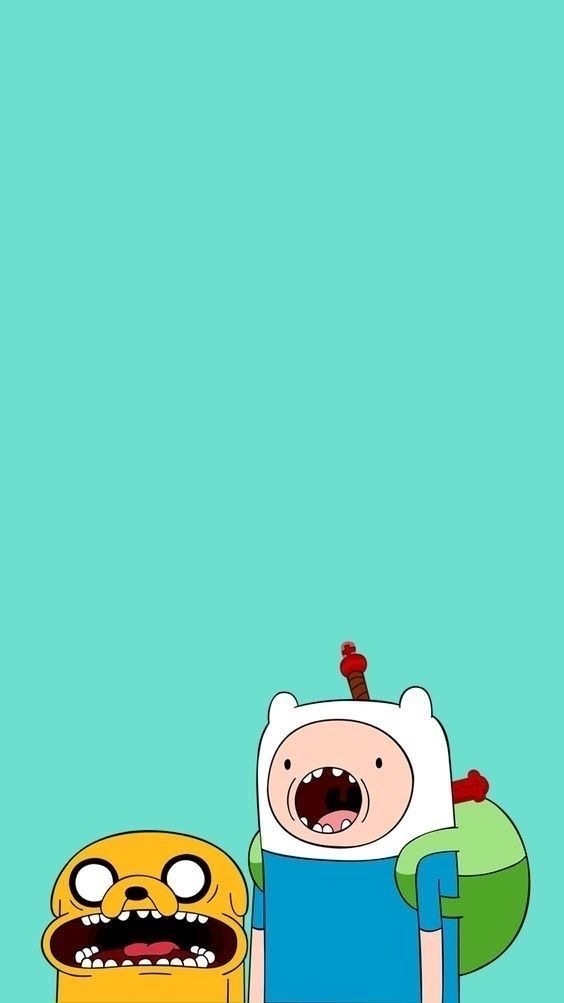 Finn und Jake zeigen skurrile und übertriebene kindliche Ausdrücke vor einem mintgrünen Hintergrund