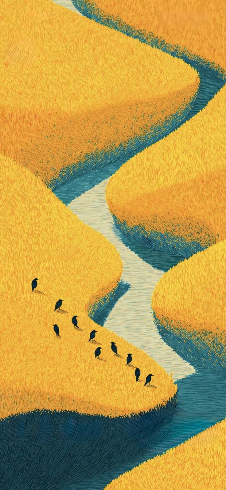 paysage de prairie d'automne et de rivière dans le style japonais