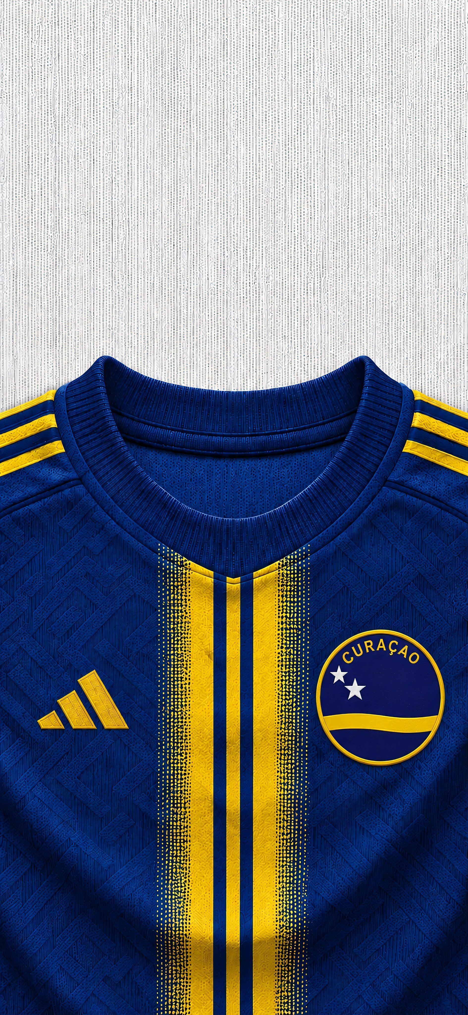 Curaçao national soccer jersey features a rich deep royal blue with vibrant gold accents