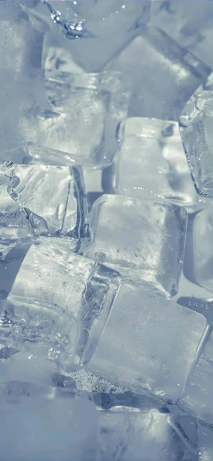 Cold blue ice blocks show the interplay of matte opaque texture and transparency