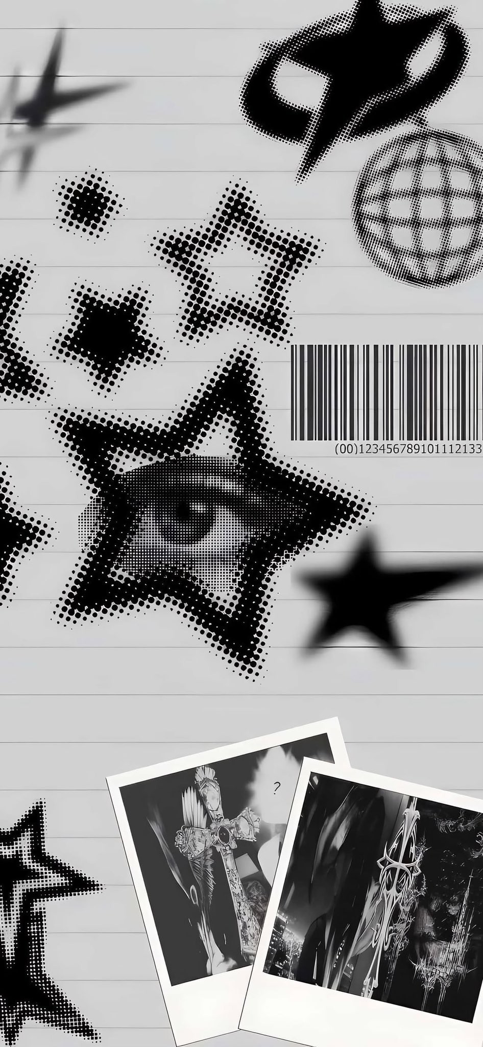 Schwarz-weißes Retro-Collage-Kunst-Handy-Wallpaper