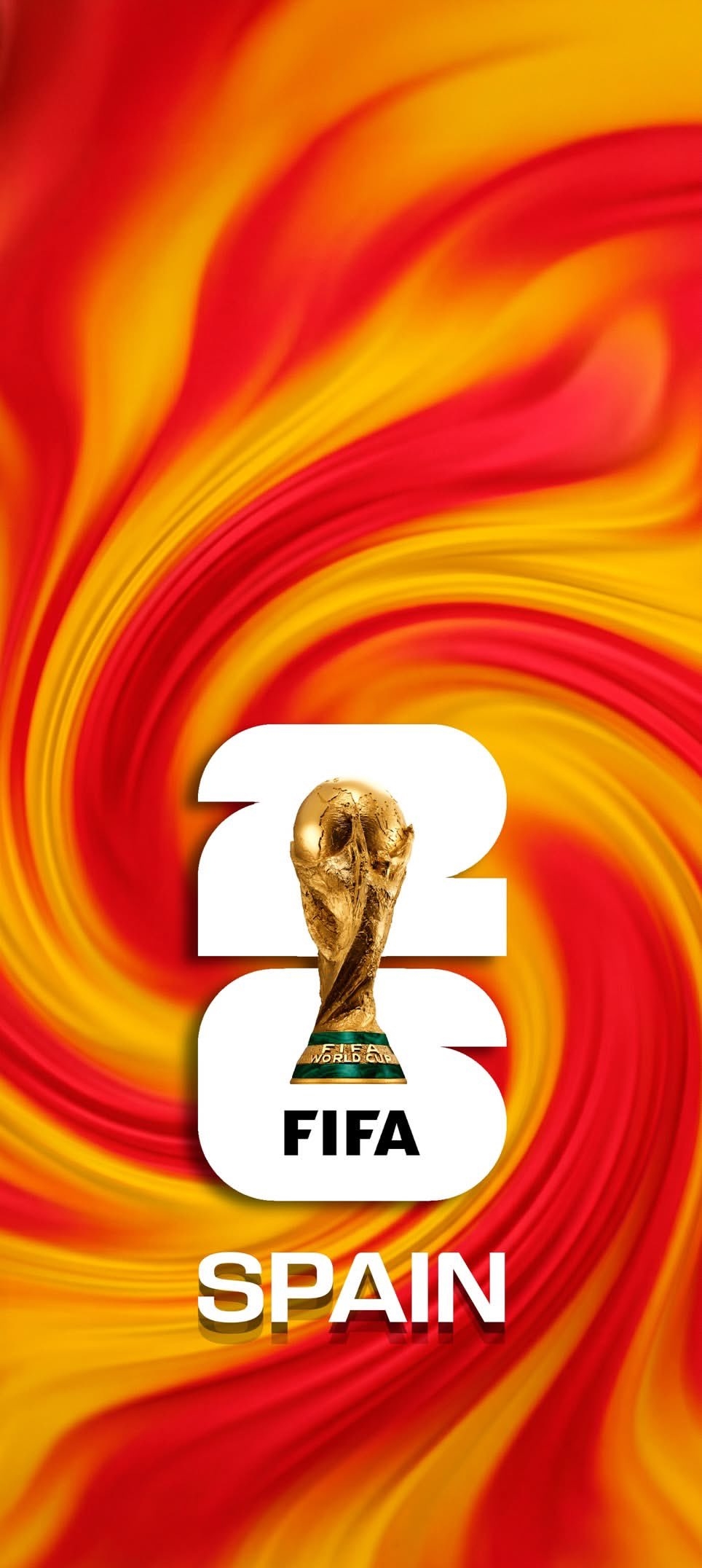 The Spanish flag and the golden World Cup embody the passion for sports