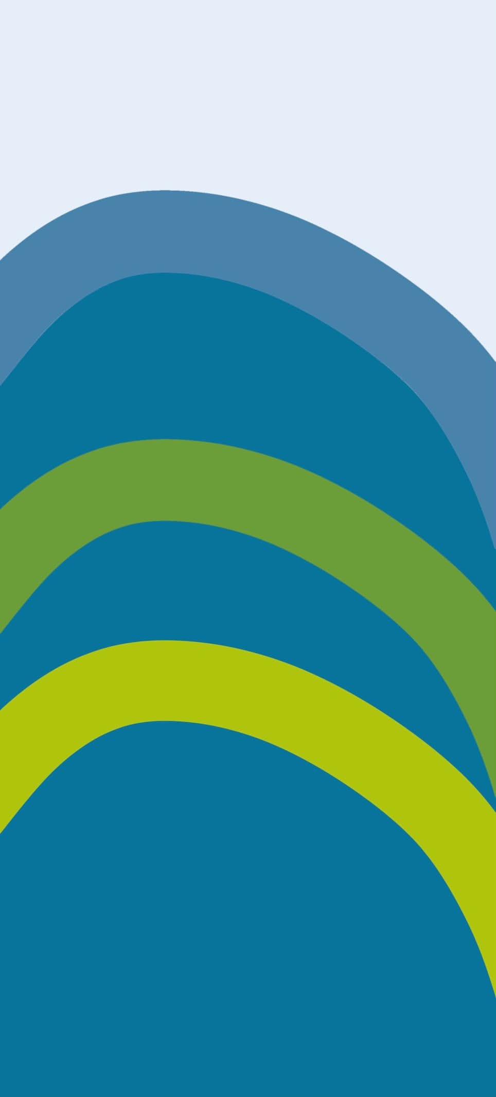 The abstract waves wallpaper features a blue-green palette with bright arch bands, offering a fresh and natural visual experience