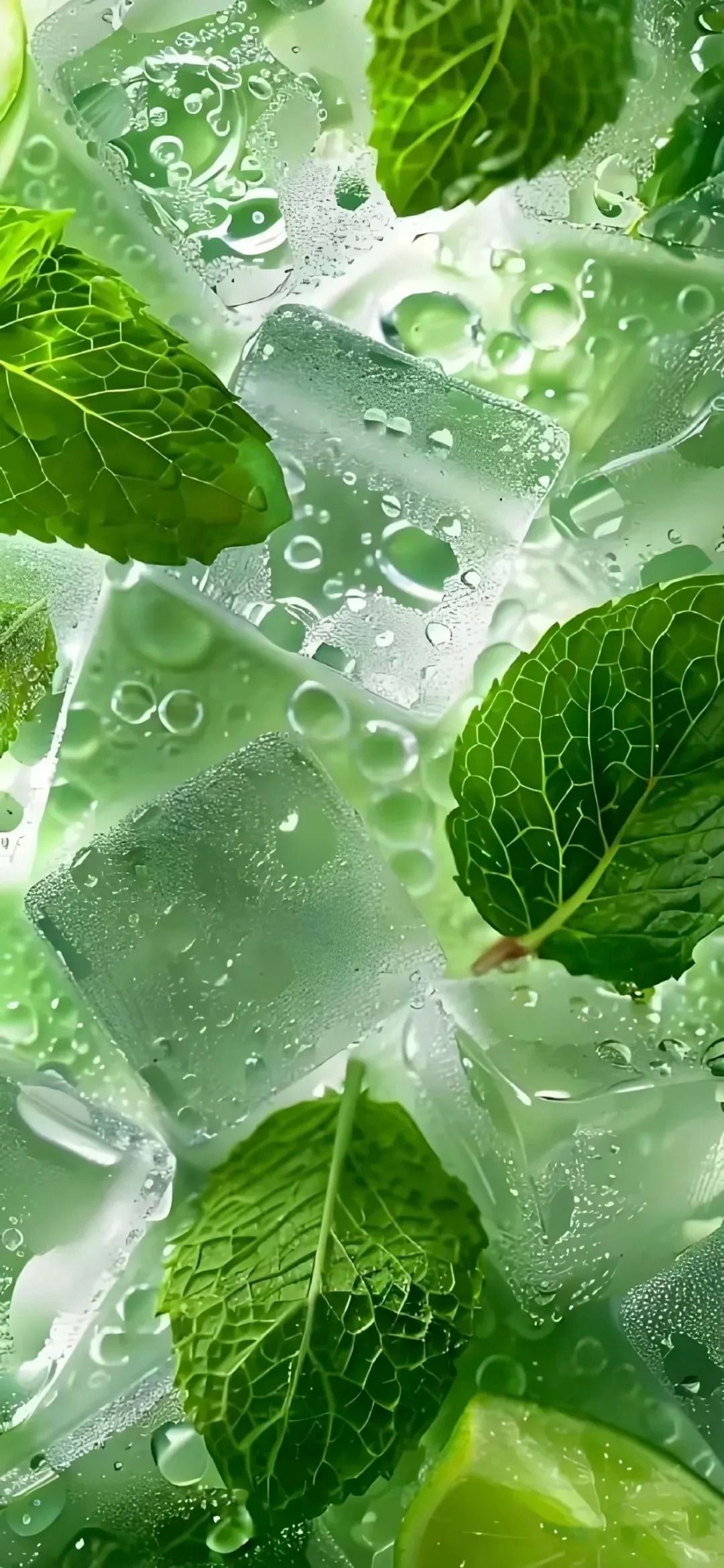 The combination of ice and mint provides a refreshing sensation