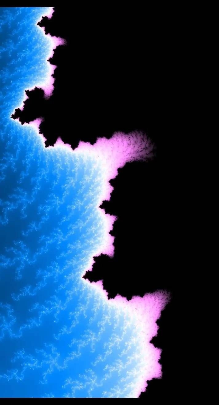 El patrón fractal de gradiente azul-púrpura sobre un fondo negro es un papel tapiz tecnológico de ensueño