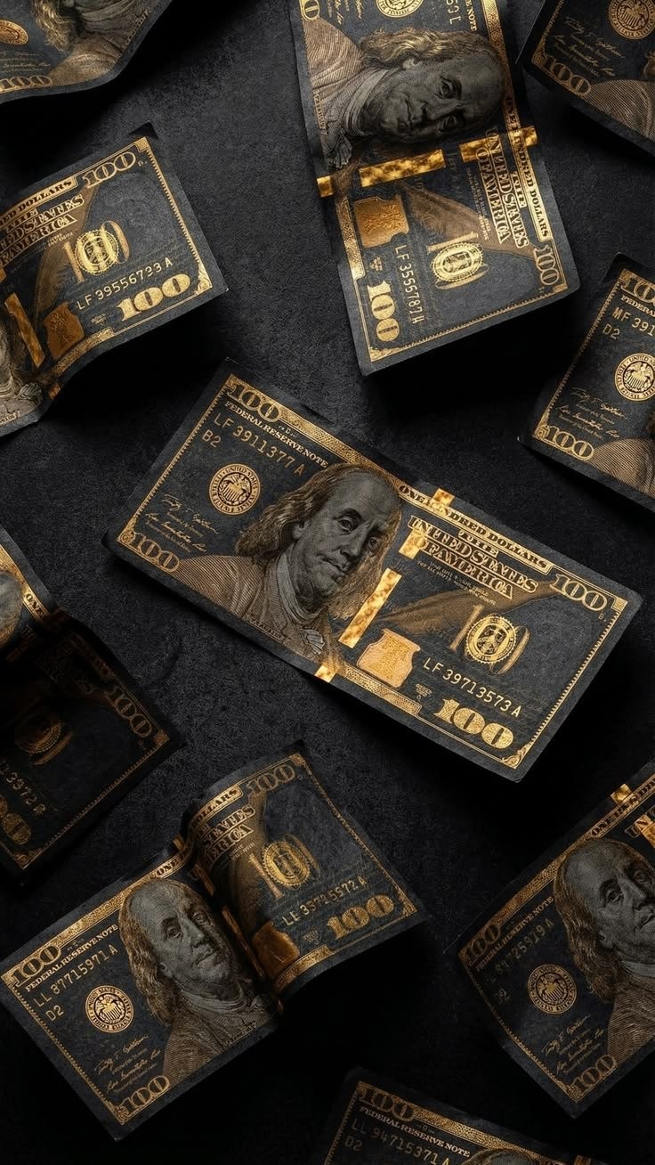 Dark luxury dollar bill wallpaper