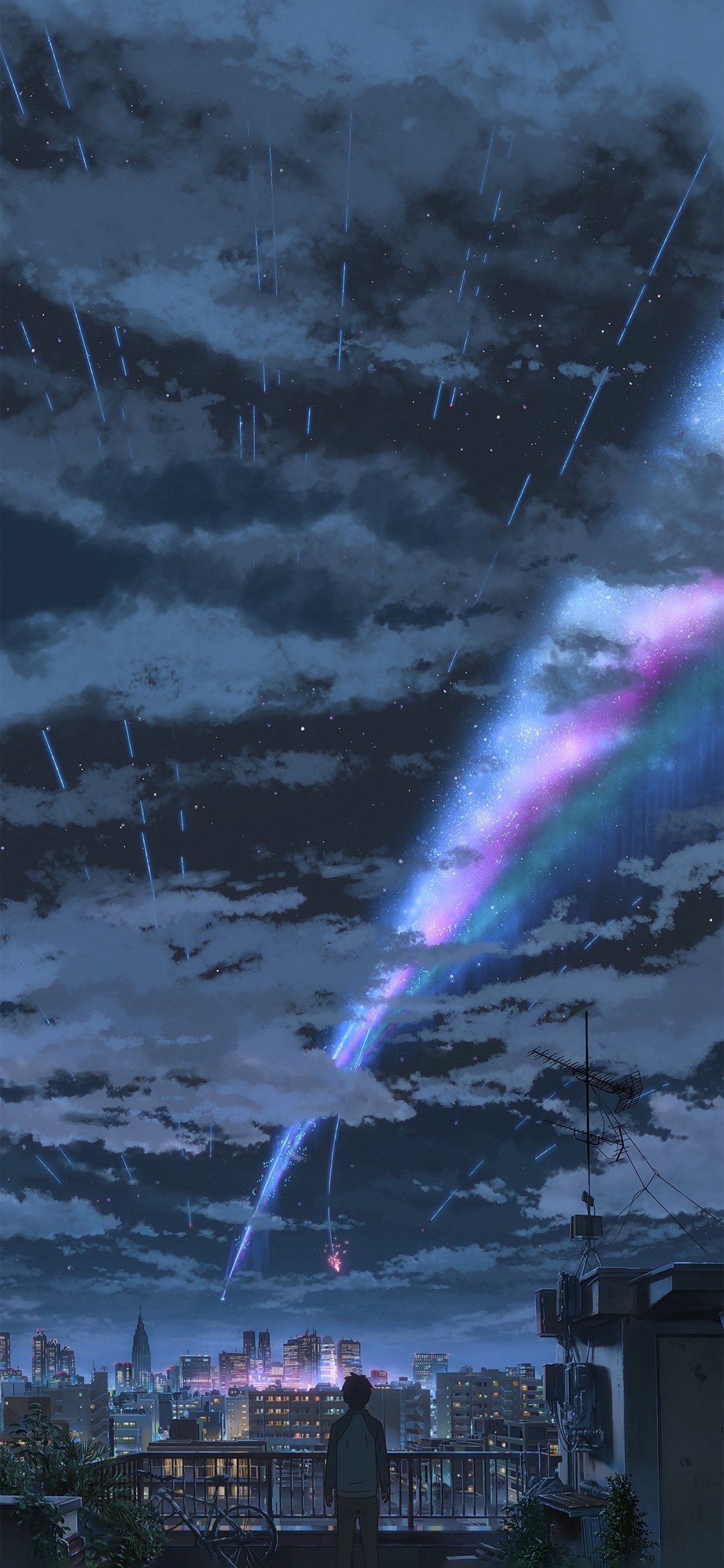 Fond d'anime numérique détaillé représentant un paysage urbain romantique