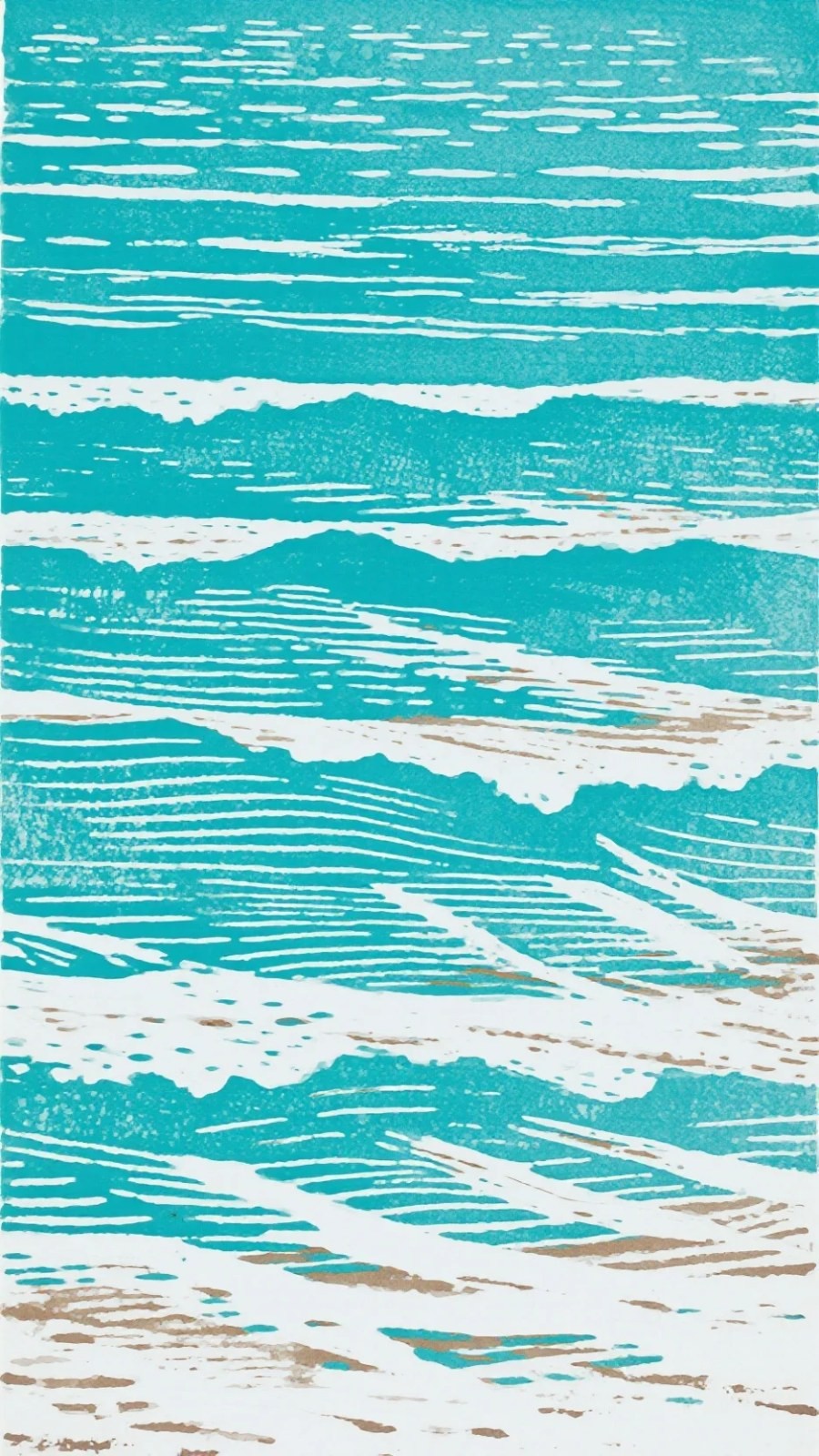 This image presents a retro-style ocean landscape