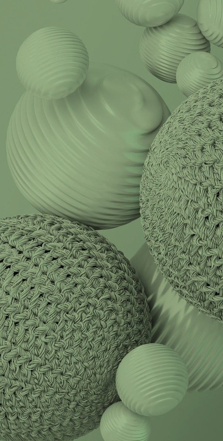 Минималистичный 3D-рендеринг демонстрирует мягкие шарами шалфейного цвета, плавающие в монохромном пространстве