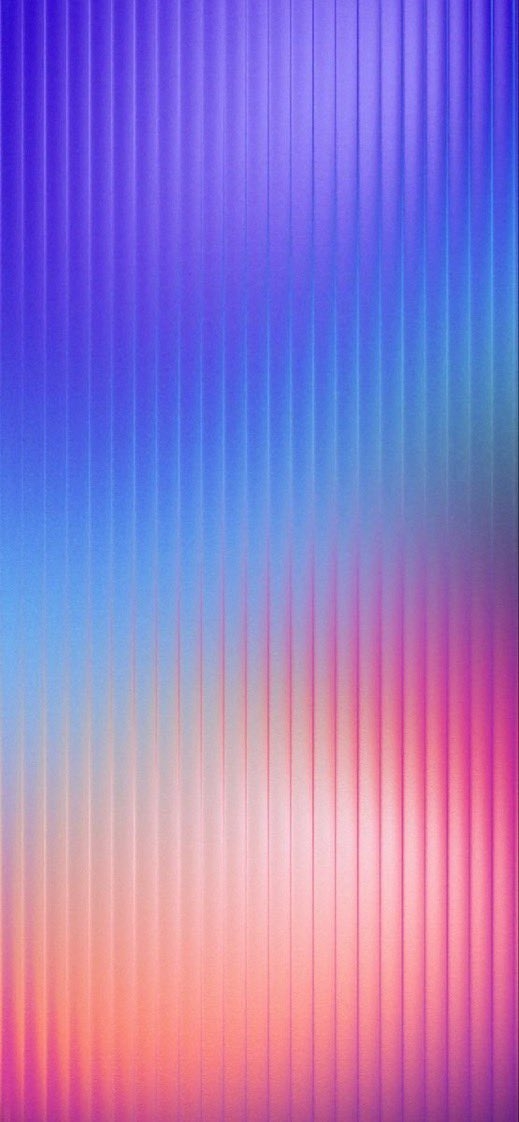 Blue blinds create a rhythmic space against a dark background