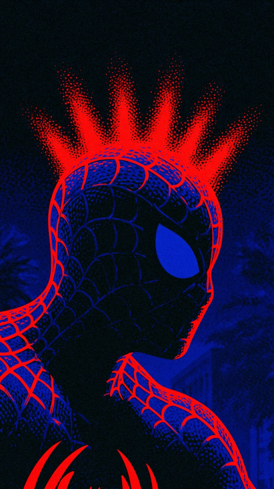 A close-up reveals a mysterious figure in a black spiderweb-pattern bodysuit wearing a blue eye mask