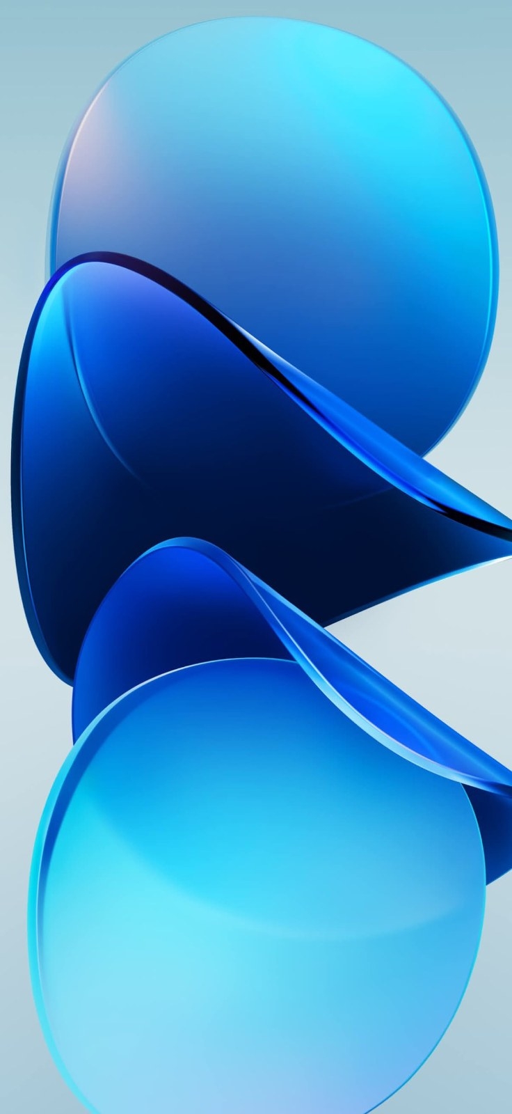This is a modern abstract 3D rendering featuring a smooth curved surface resembling a blue satin ribbon