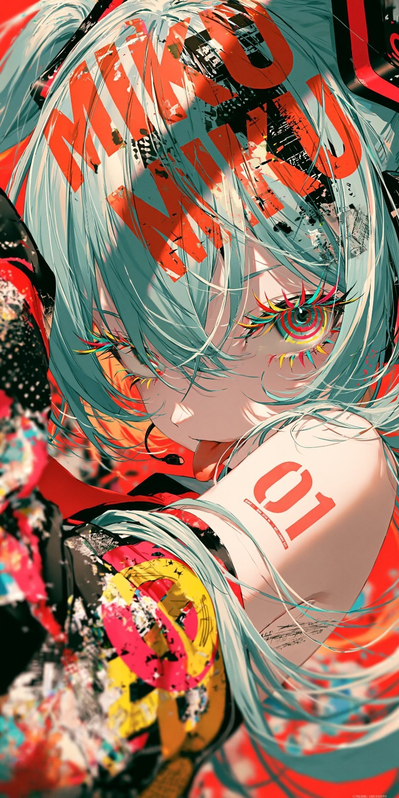 Ein Anime-Mädchen mit türkisfarbenen Haaren zeigt im Profil einen einzigartigen visuellen Stil