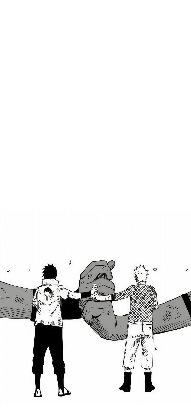 Two male characters are shaking hands, showcasing a solemn atmosphere