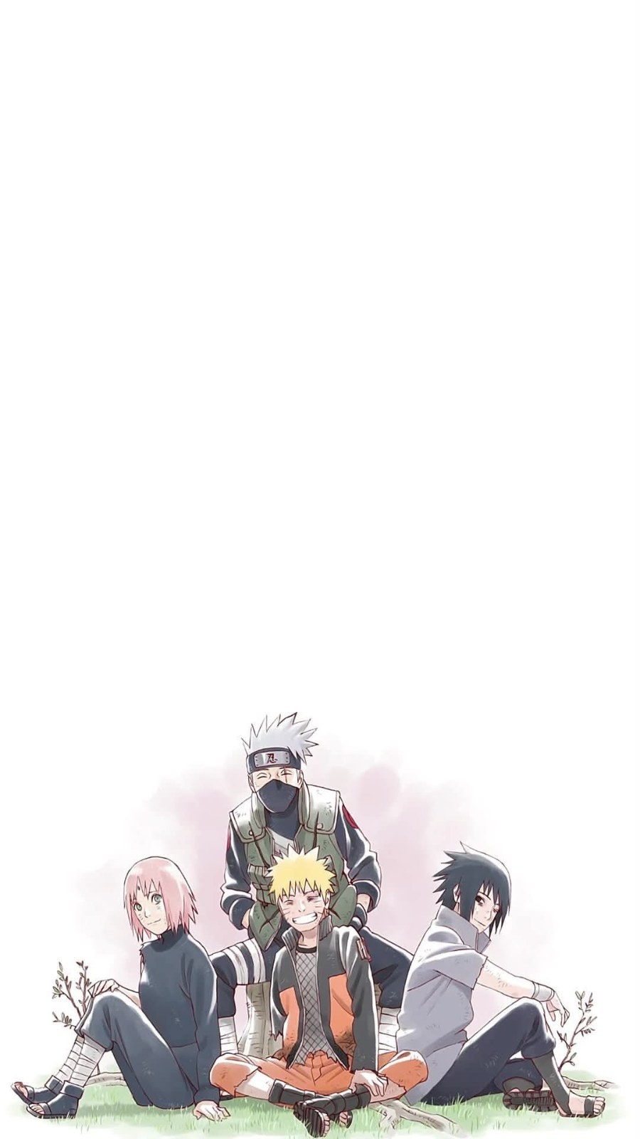 The watercolor-style anime illustration depicts a warm group portrait of four characters
