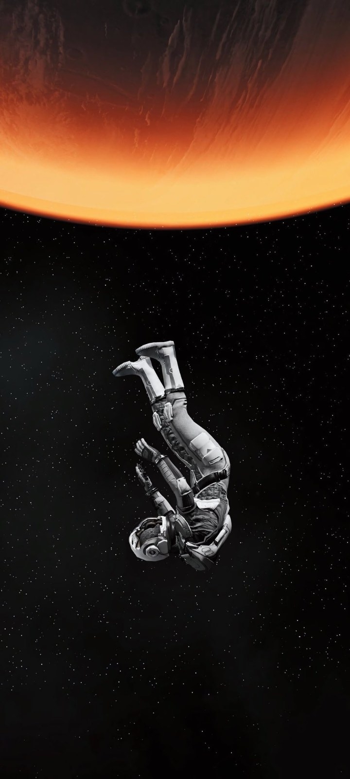 一名宇航员漂浮在深邃太空中