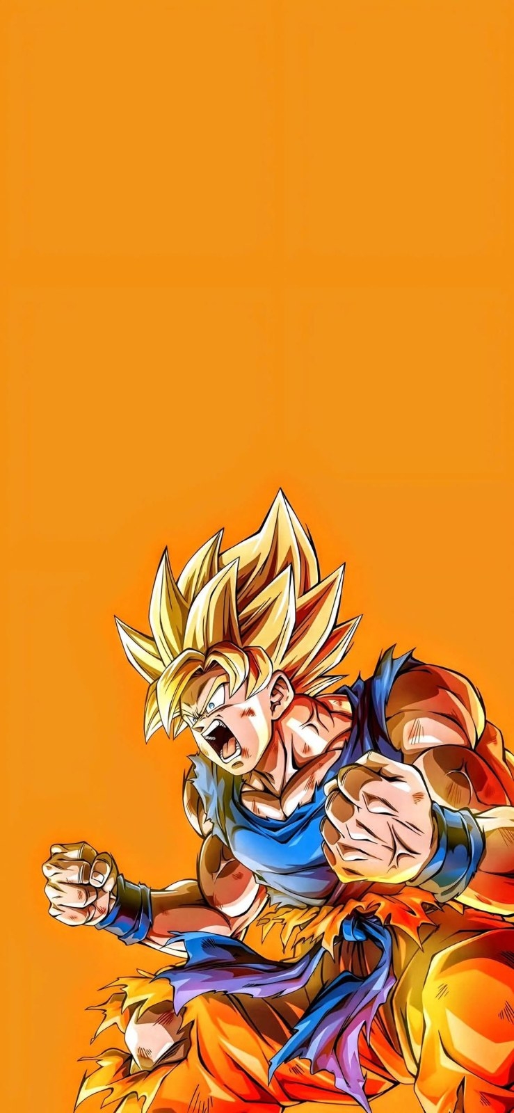 A blonde warrior is wearing a torn orange combat suit