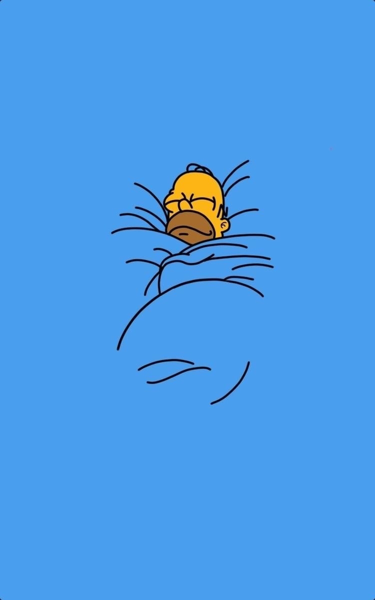A yellow cartoon character is sleeping in bed