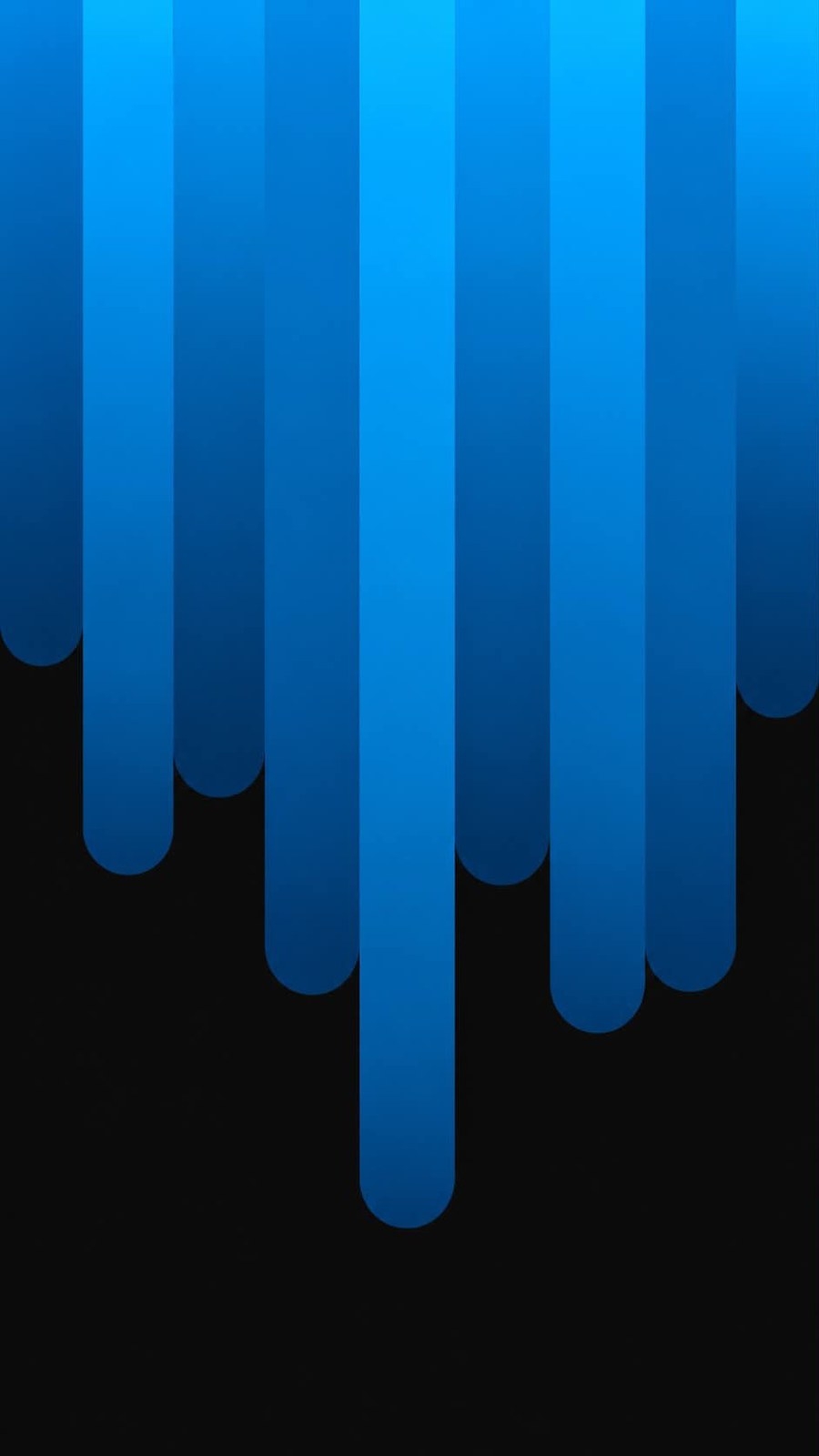 Blue gradient vertical rounded stripes on black background abstract wallpaper